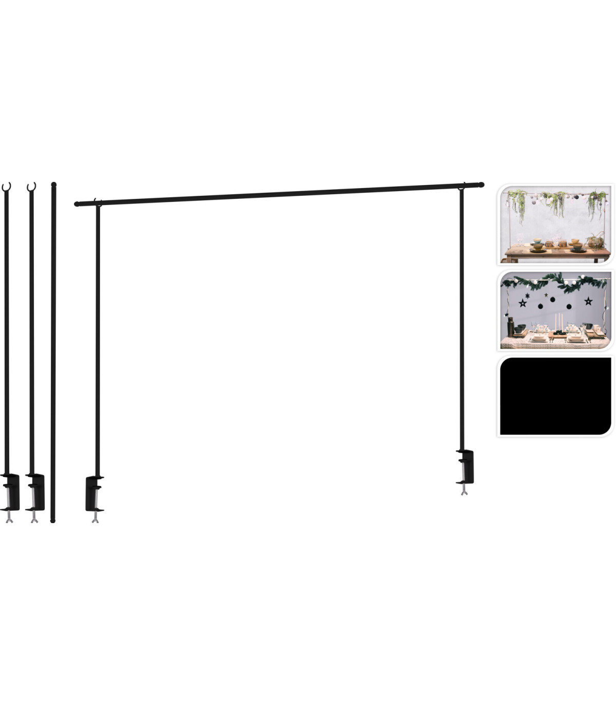 wadiga Support pour décoration de table métal noir - 135 à 250cm
