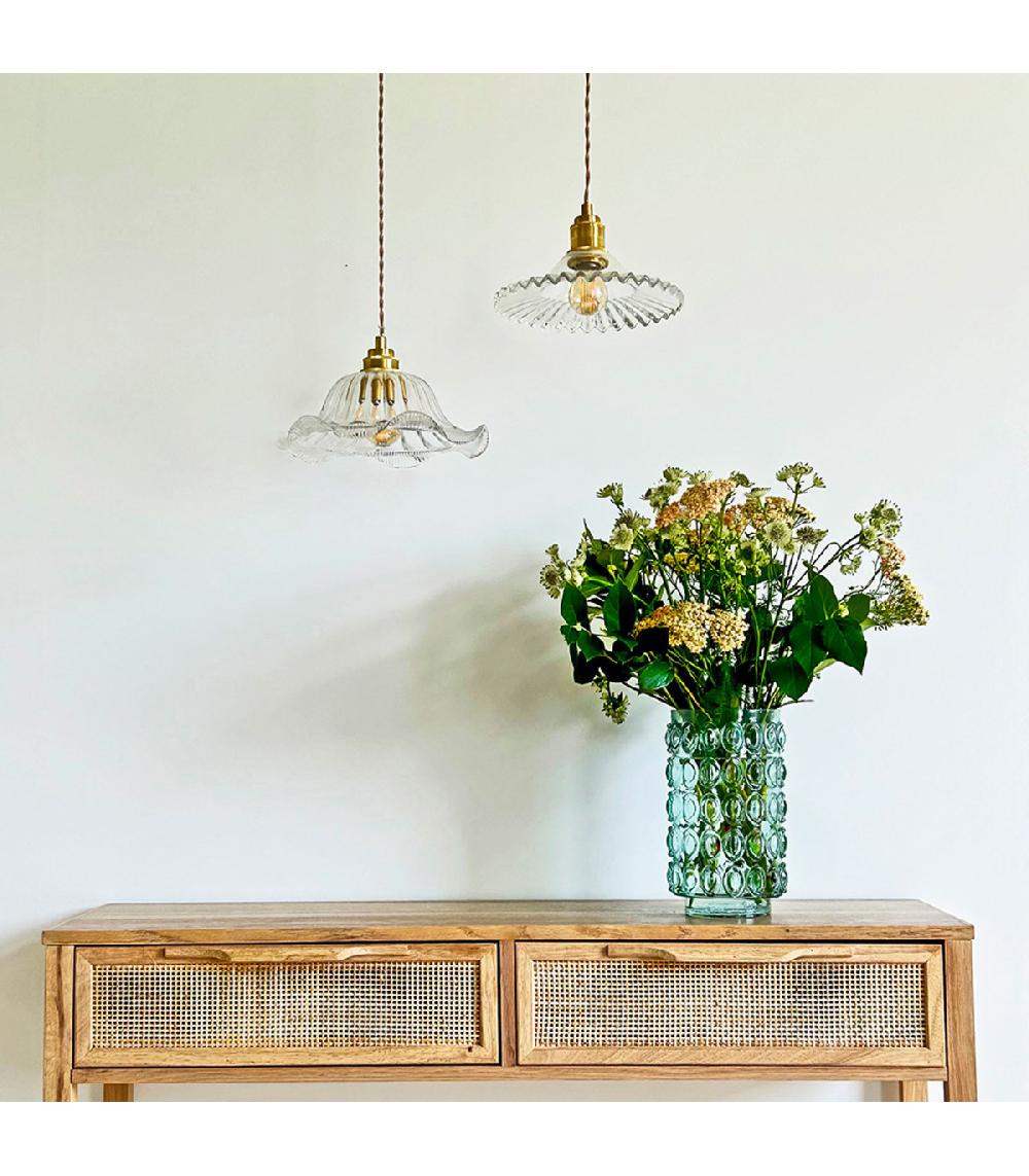 Wadiga Suspension Coupelle En Verre Et Métal Doré 25x25x120cm