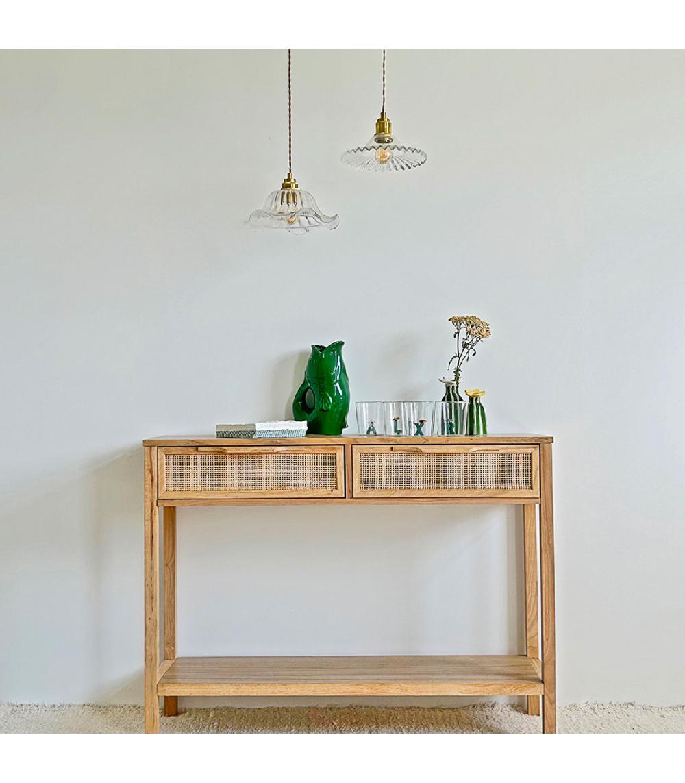 Wadiga Suspension Coupelle En Verre Et Métal Doré 25x25x120cm