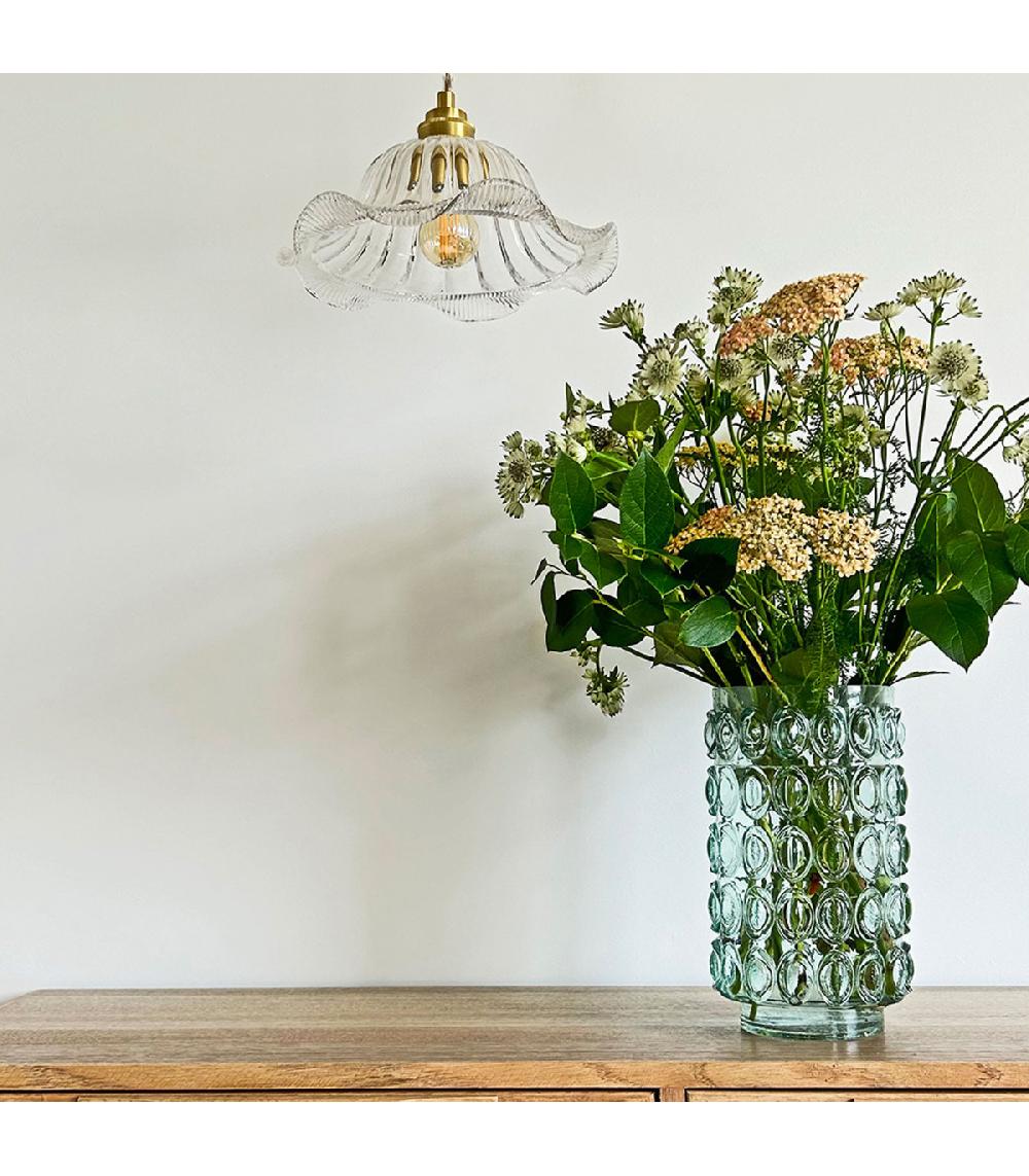 Wadiga Suspension Coupelle En Verre Et Métal Doré 25x25x120cm