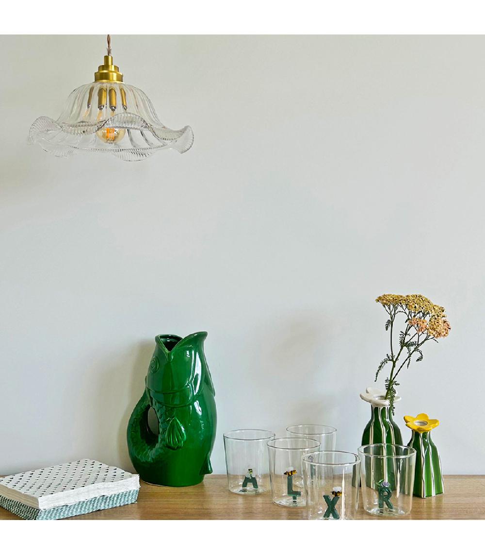 Wadiga Suspension Coupelle En Verre Et Métal Doré 25x25x120cm