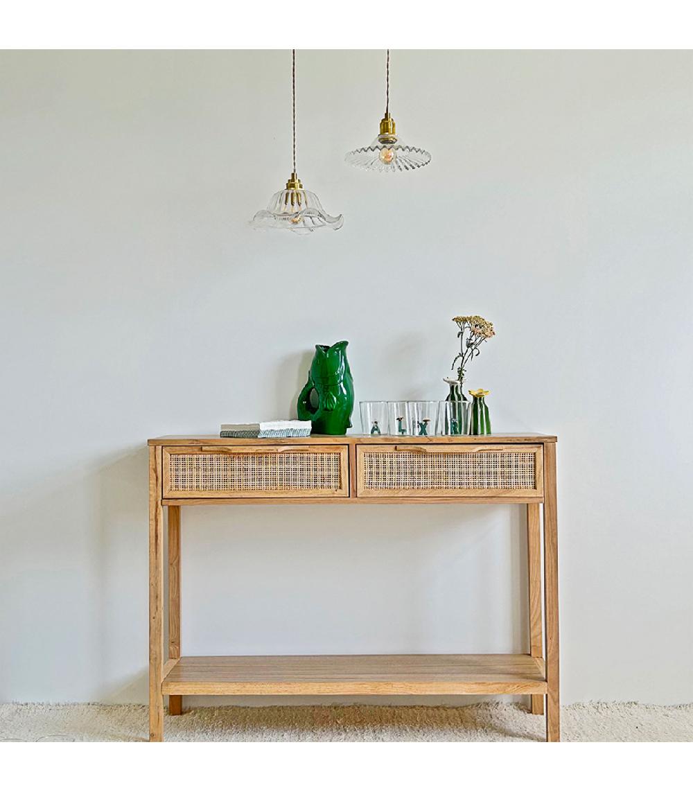 Wadiga Suspension Coupelle En Verre Et Métal Doré 25x25x120cm