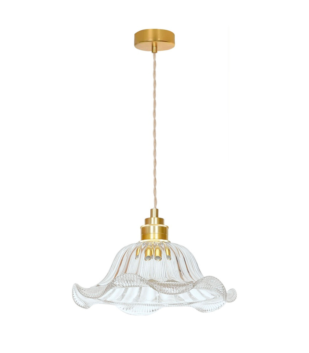 wadiga Suspension coupelle en verre et métal doré 25x25x120cm