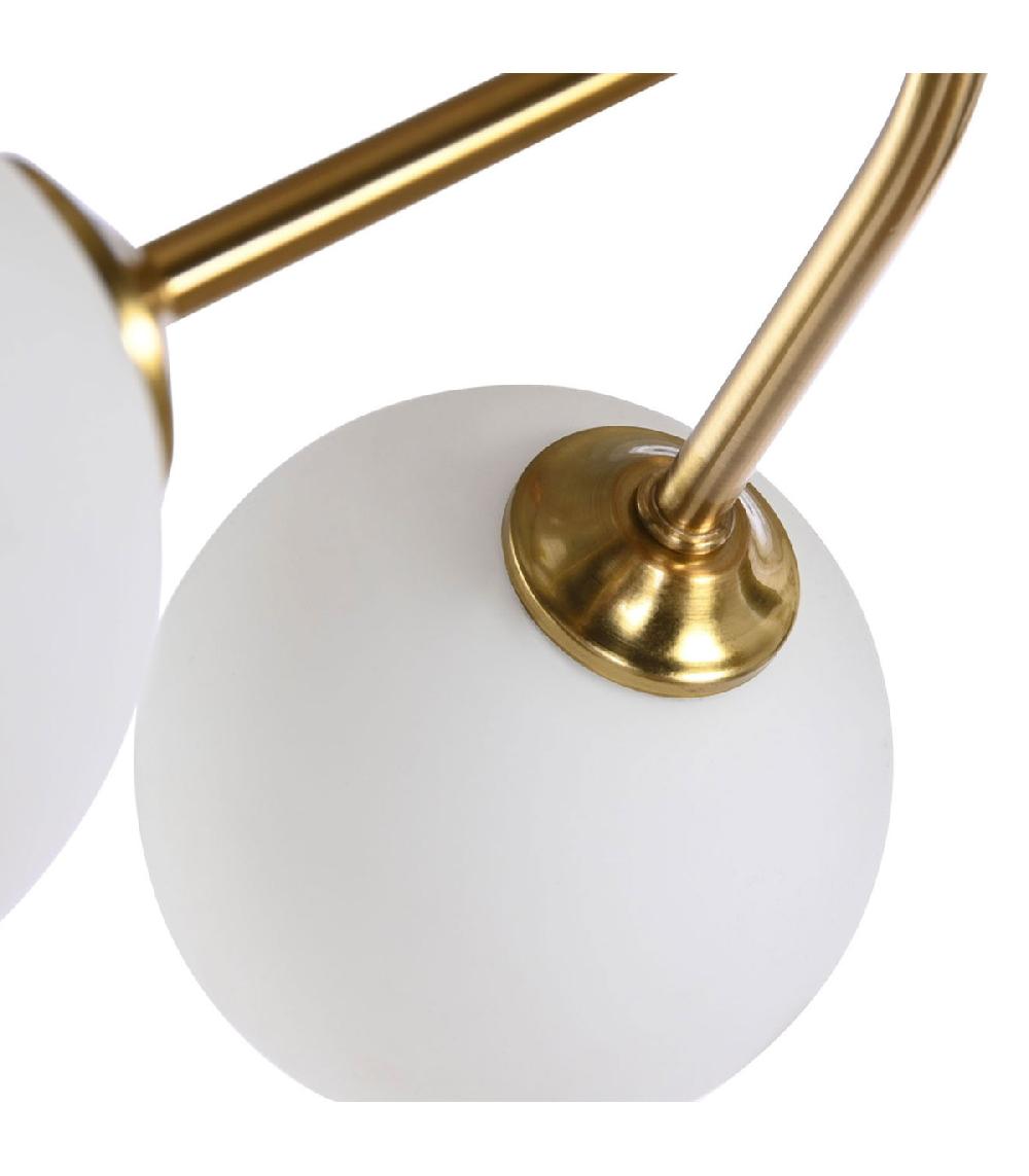 Wadiga Suspension En Métal Doré Et 8 Globes En Verre Opale Blanc 110x38x38cm