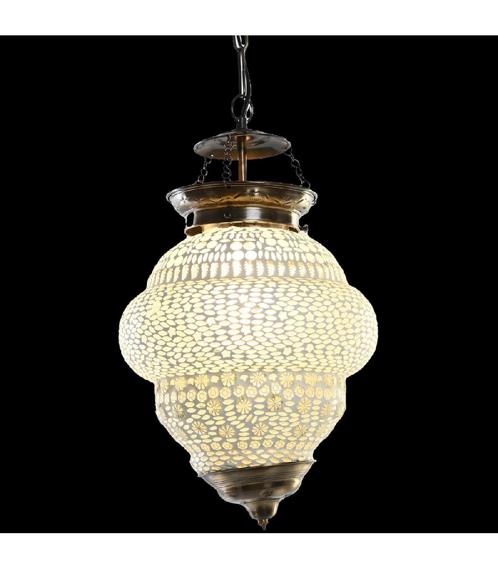 Wadiga Suspension En Métal Doré Et Verre Style Oriental 23x23x33cm