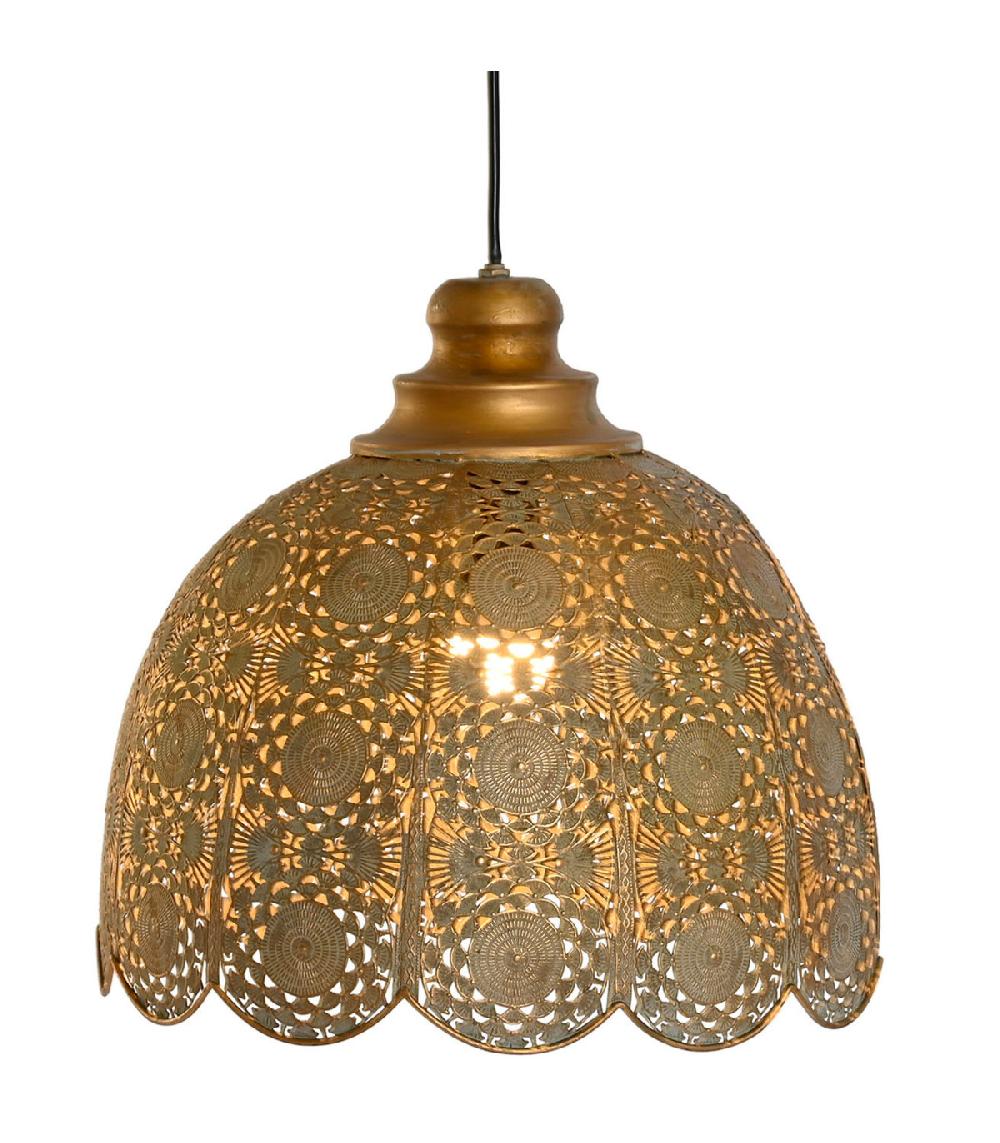 wadiga Suspension en métal doré style oriental 38x38x33cm