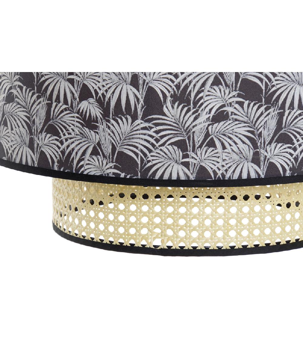 Wadiga Suspension Polyester Palmiers Et Cannage - 46x46x25cm