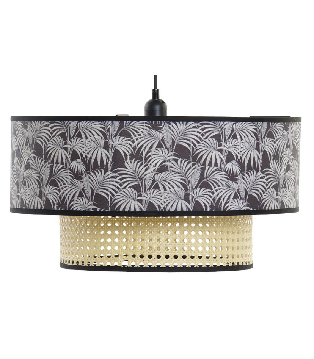 wadiga Suspension polyester palmiers et cannage - 46x46x25cm