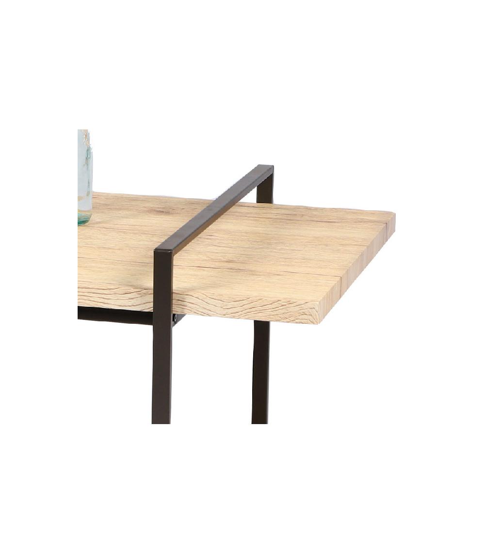 Wadiga Table Basse 2 Plateaux Bois Structure Métal Noir
