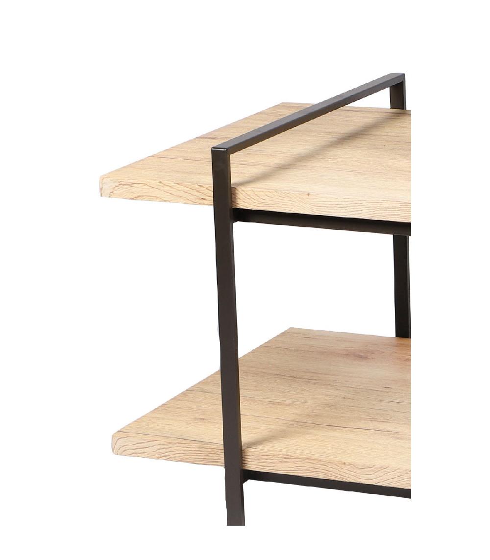 Wadiga Table Basse 2 Plateaux Bois Structure Métal Noir
