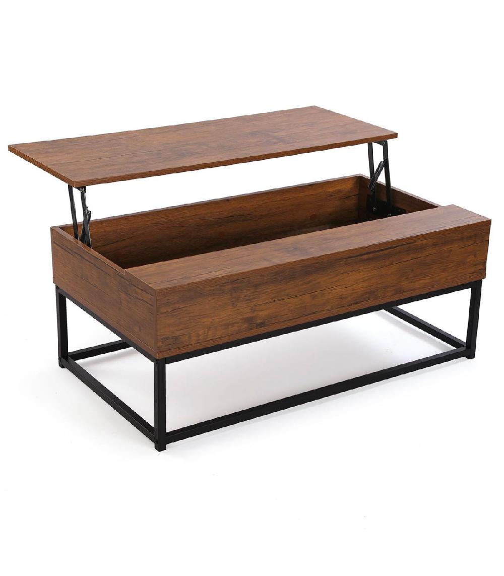 wadiga Table basse avec rangement effet bois foncé et noir 100x55x40cm