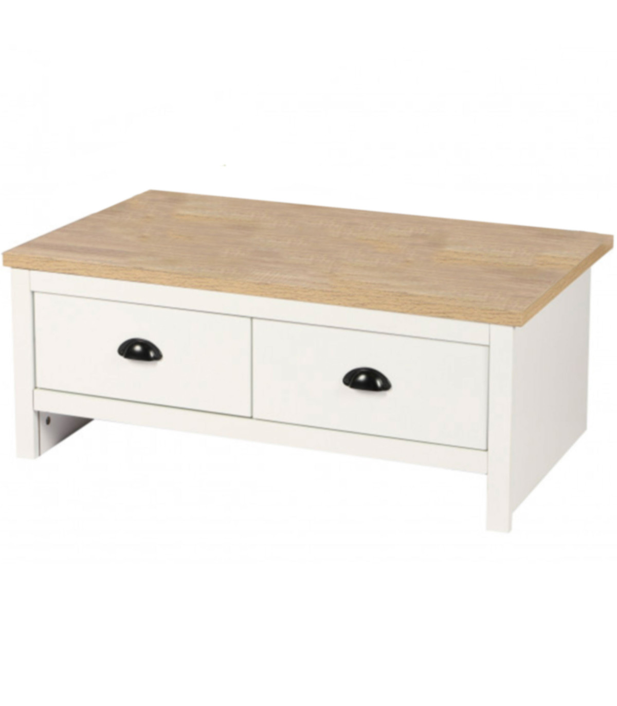 wadiga Table basse bois et blanc 2 tiroirs - 90x53x36cm
