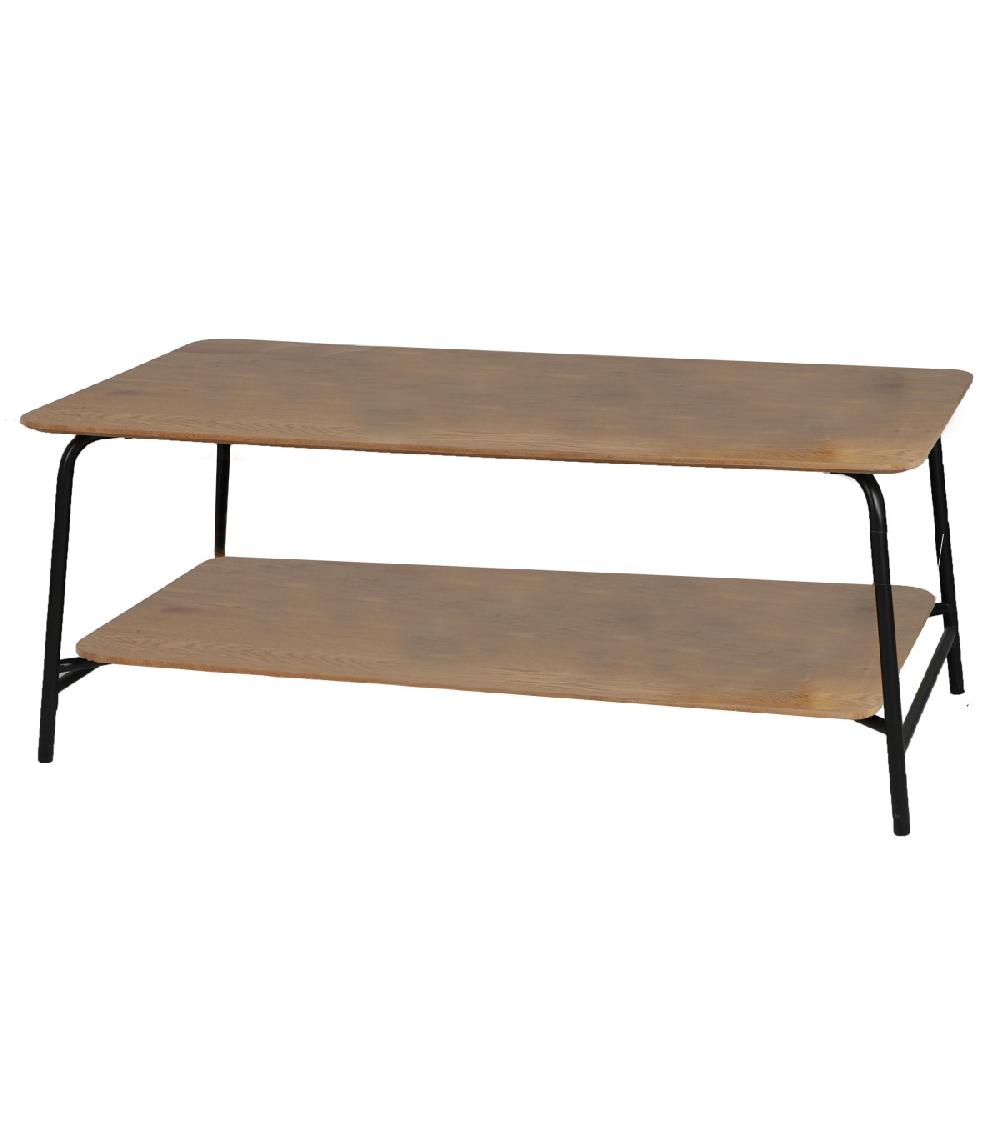 wadiga Table basse bois et métal noir 2 niveaux - 110x60x44cm