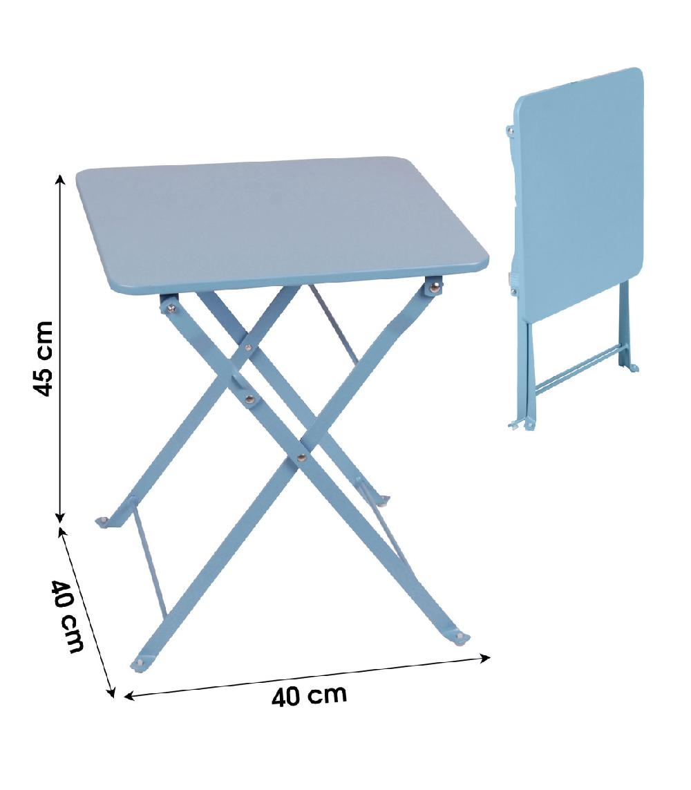 Wadiga Table Basse Carrée De Jardin Pliable En Métal Bleu