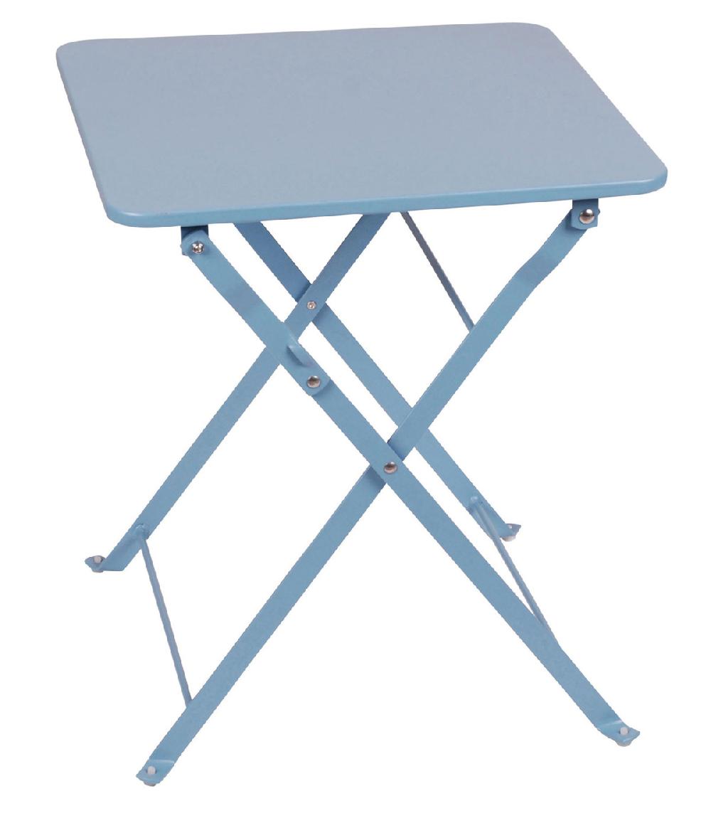 wadiga Table Basse Carrée de Jardin Pliable en Métal Bleu