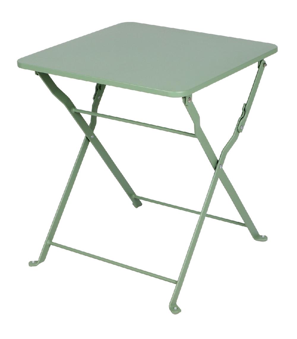 wadiga Table basse carrée de jardin pliable en métal vert olive 40x40x45cm