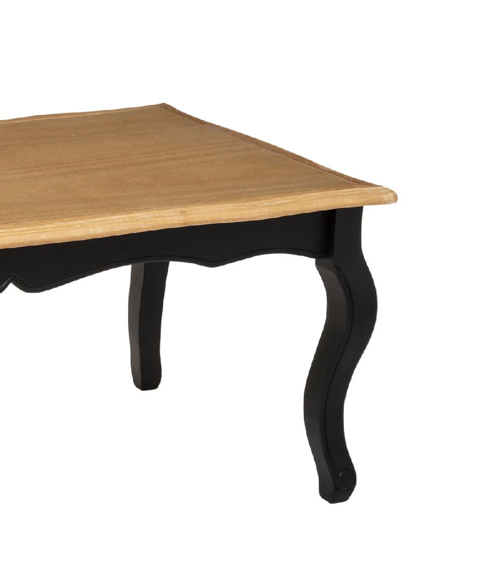 Wadiga Table Basse Classique Bicolore Noir Et Bois 110x60x45cm