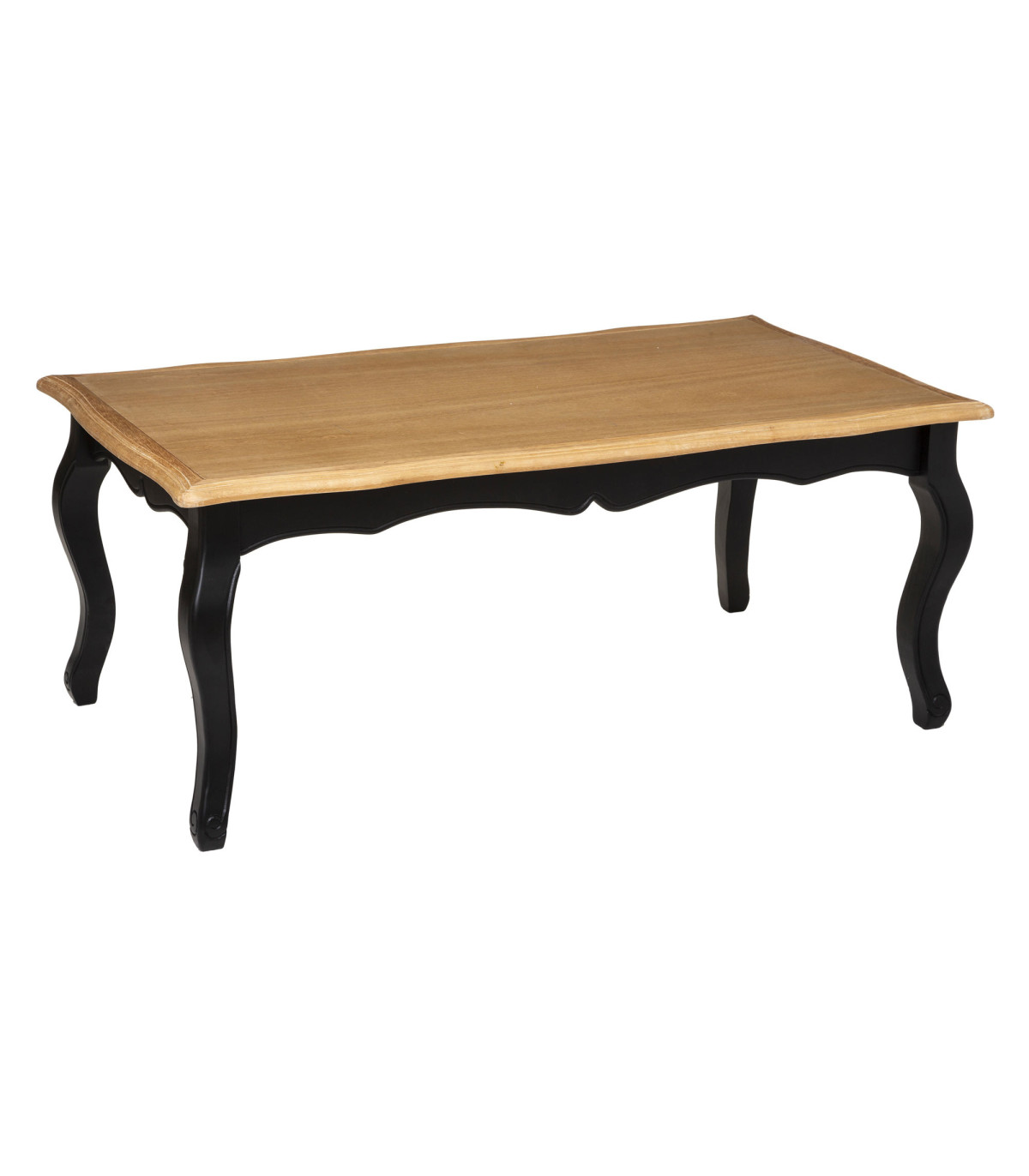 wadiga Table basse classique bicolore noir et bois 110x60x45cm