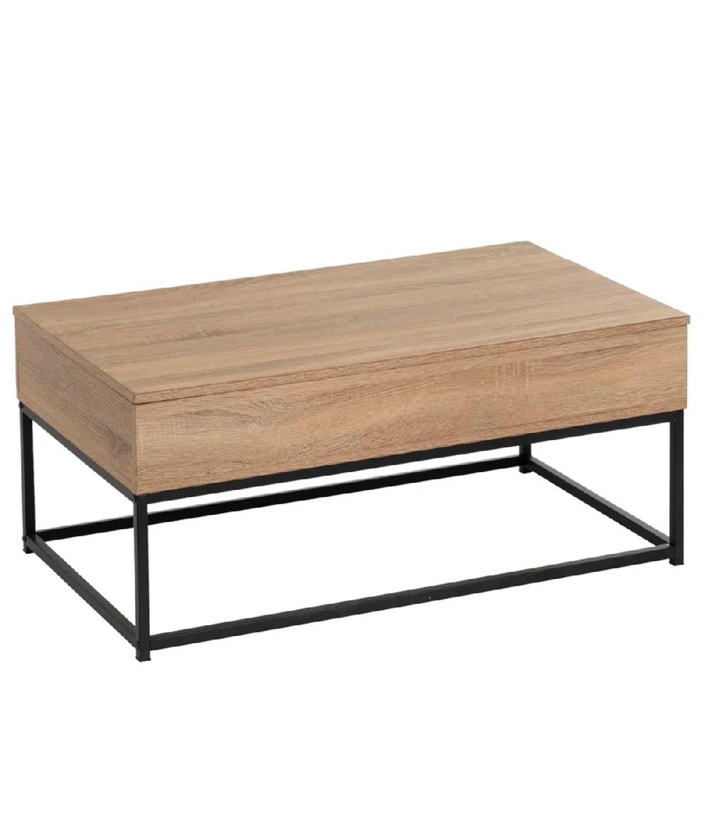 Wadiga Table Basse Coffre En Bois Et Métal Noir 100x55x40cm