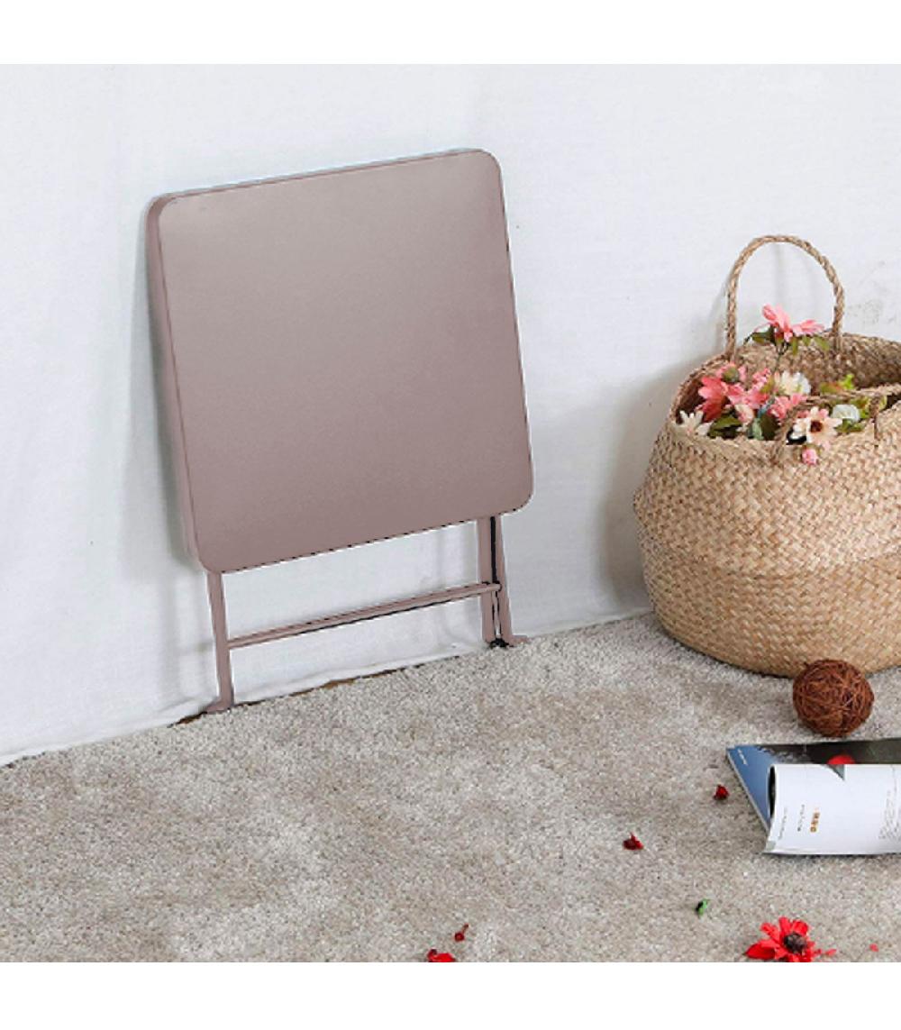 Wadiga Table Basse De Jardin En Métal Gris Pliable 40x40x45cm