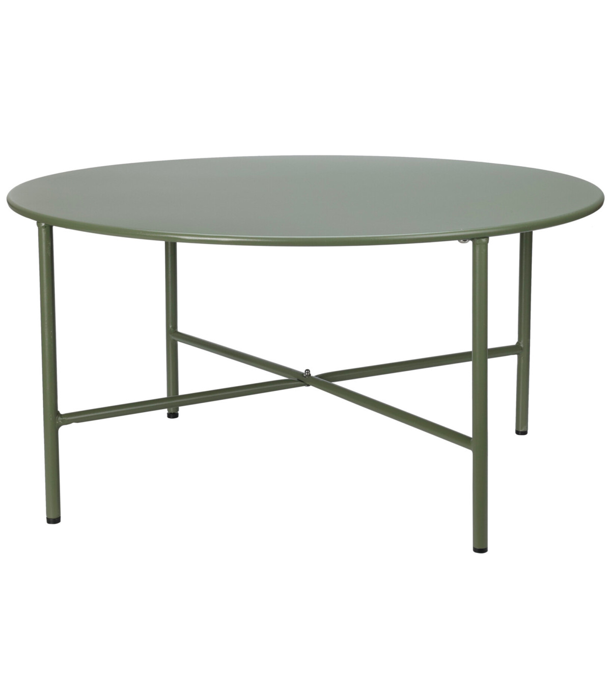 wadiga Table basse de jardin ronde en métal vert 70x70x35cm