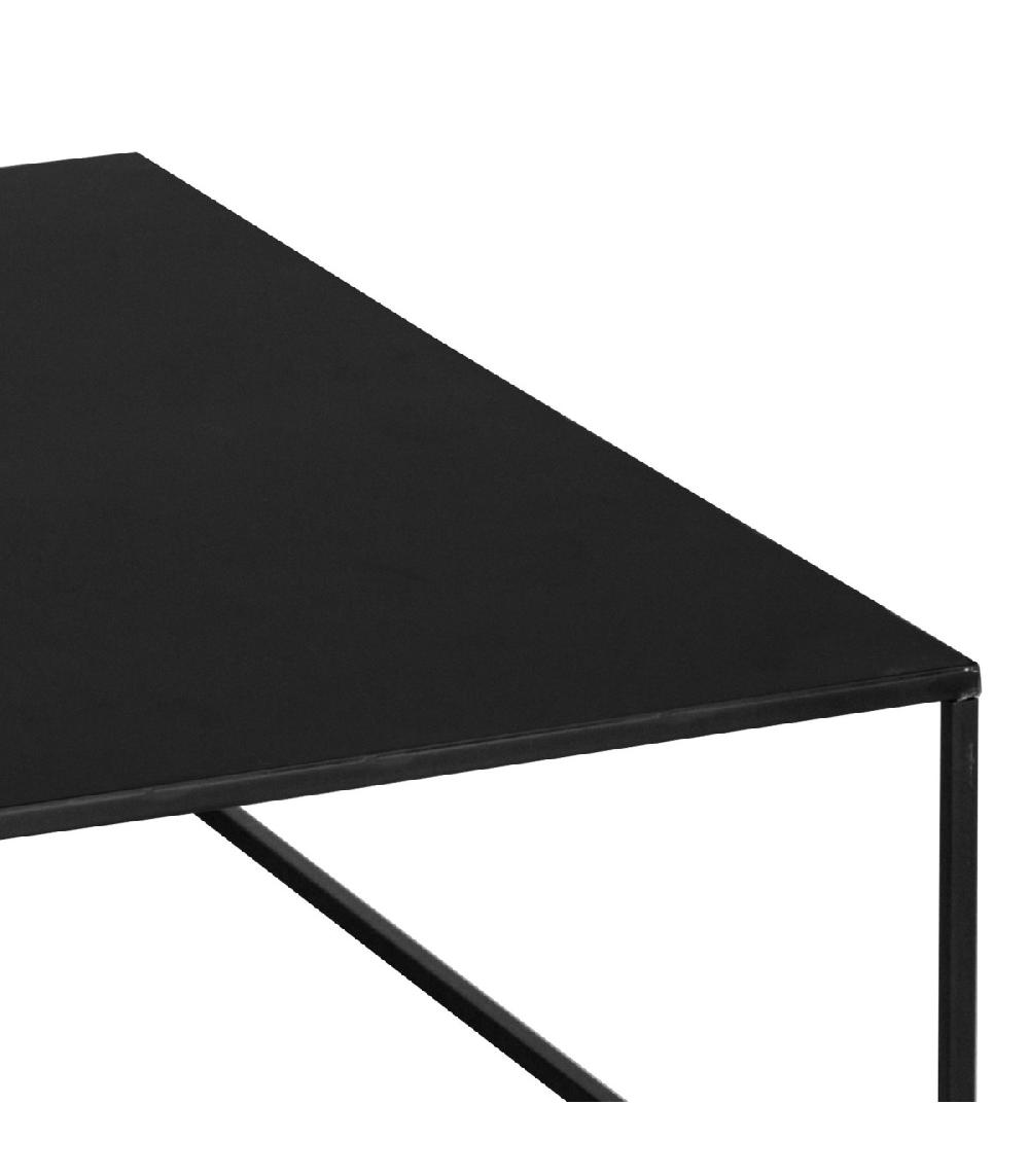 Wadiga Table Basse De Salon Carrée En Métal Noir 100x100x36cm