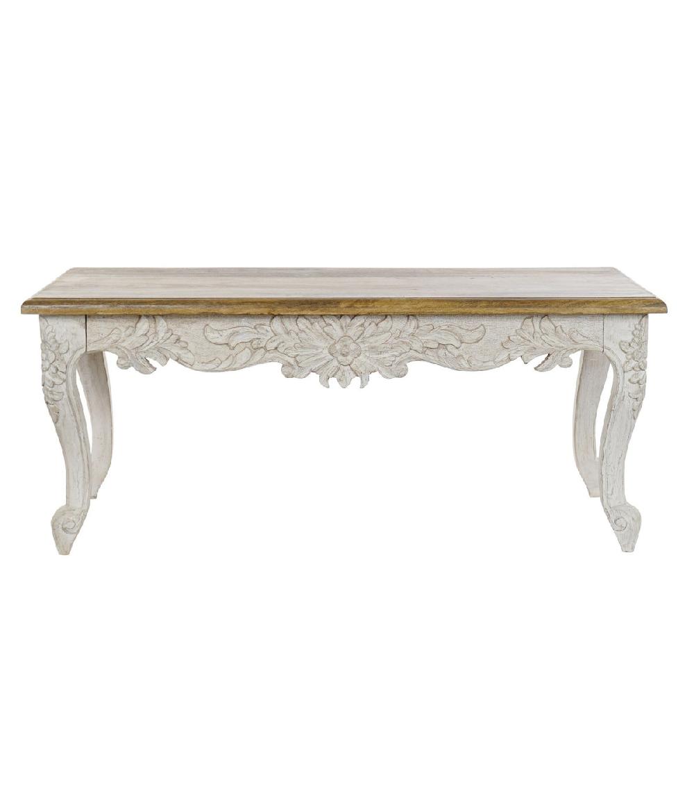 Wadiga Table Basse En Bois De Mangue Sculpté - 120x61x49cm