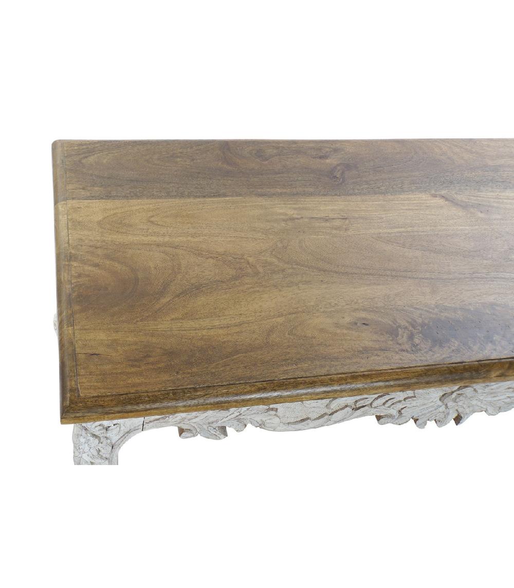 Wadiga Table Basse En Bois De Mangue Sculpté - 120x61x49cm