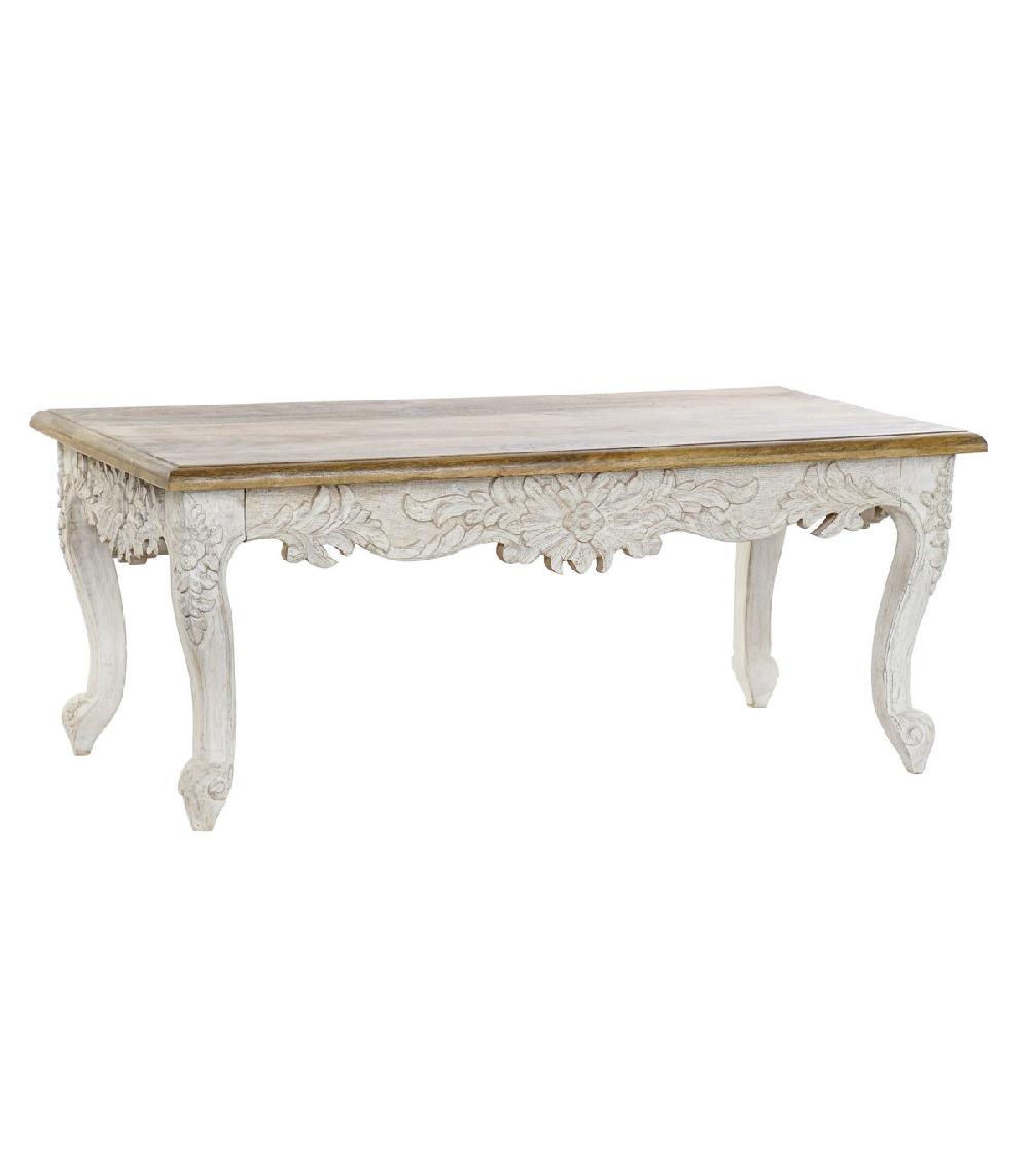 wadiga Table Basse en Bois de Mangue Sculpté - 120x61x49cm
