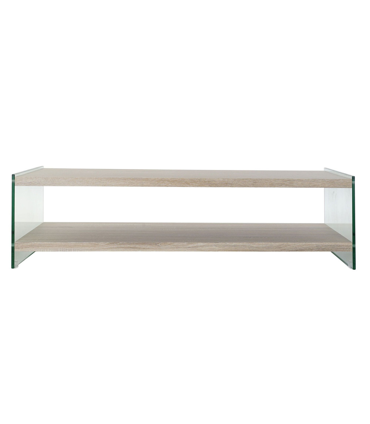 Wadiga Table Basse Moderne Bois MDF Et Verre Trempé - 130x65x35.5cm