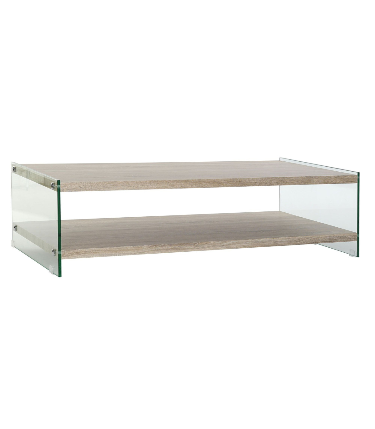 wadiga Table Basse Moderne Bois MDF et Verre Trempé - 130x65x35.5cm