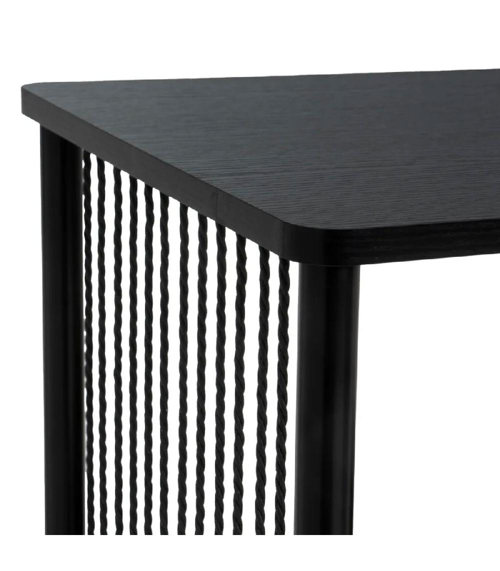 Wadiga Table Basse Noire En Bois Métal Et Corde 80x40x41cm