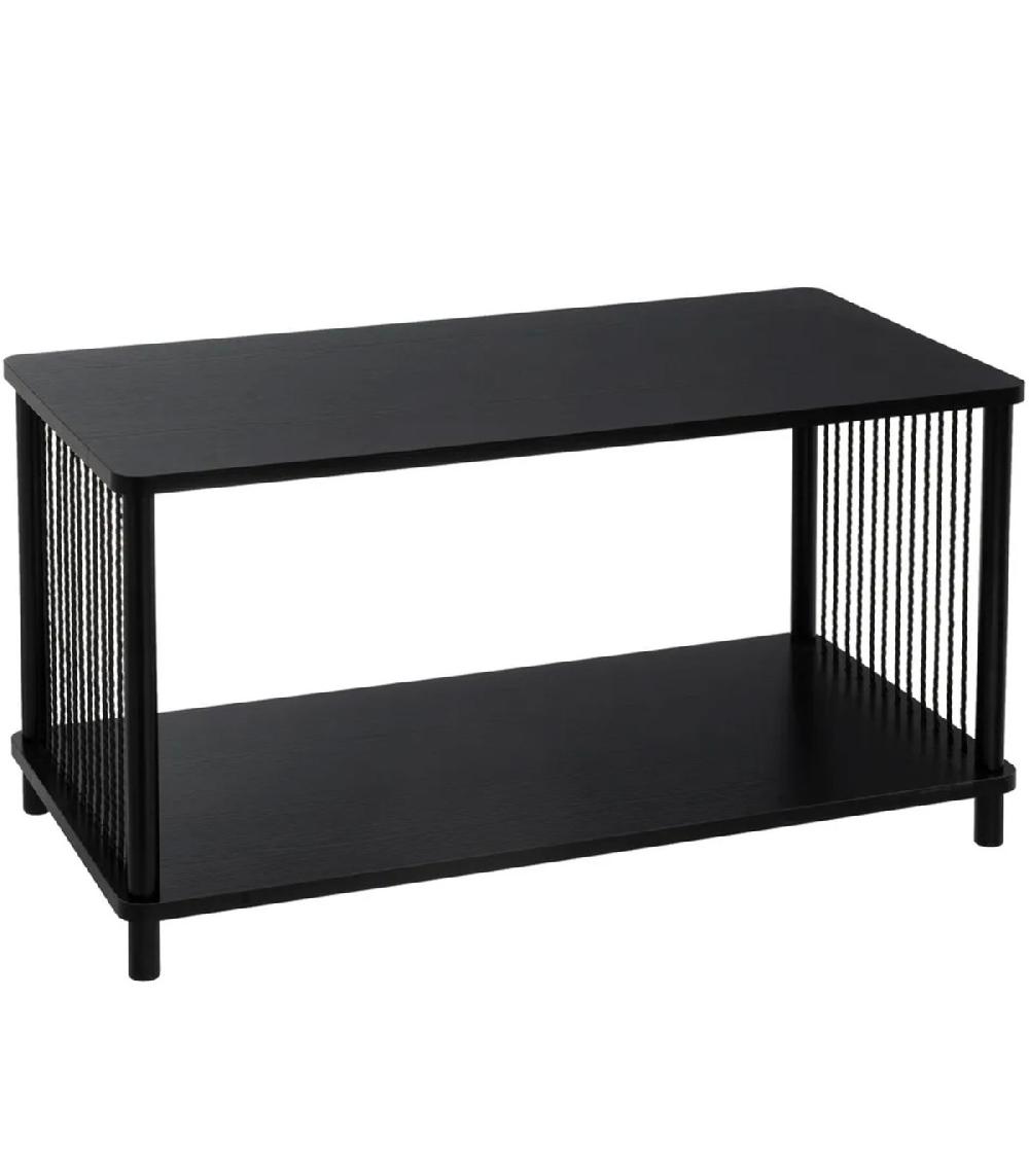 wadiga Table basse noire en bois métal et corde 80x40x41cm