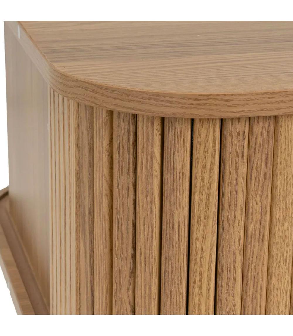 Wadiga Table Basse Rectangulaire Bois à Portes Coulissantes 120x60x41cm