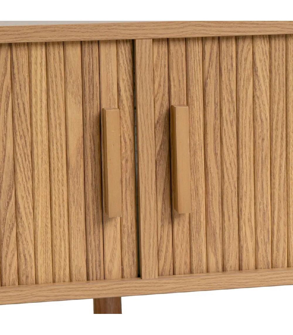 Wadiga Table Basse Rectangulaire Bois à Portes Coulissantes 120x60x41cm