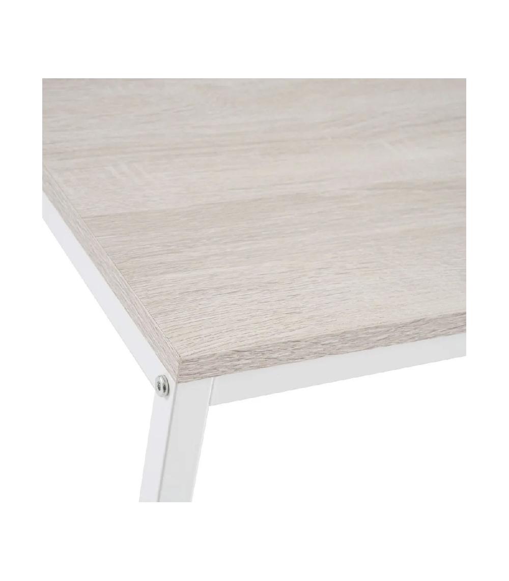 Wadiga Table Basse Rectangulaire Bois Et Métal Blanc