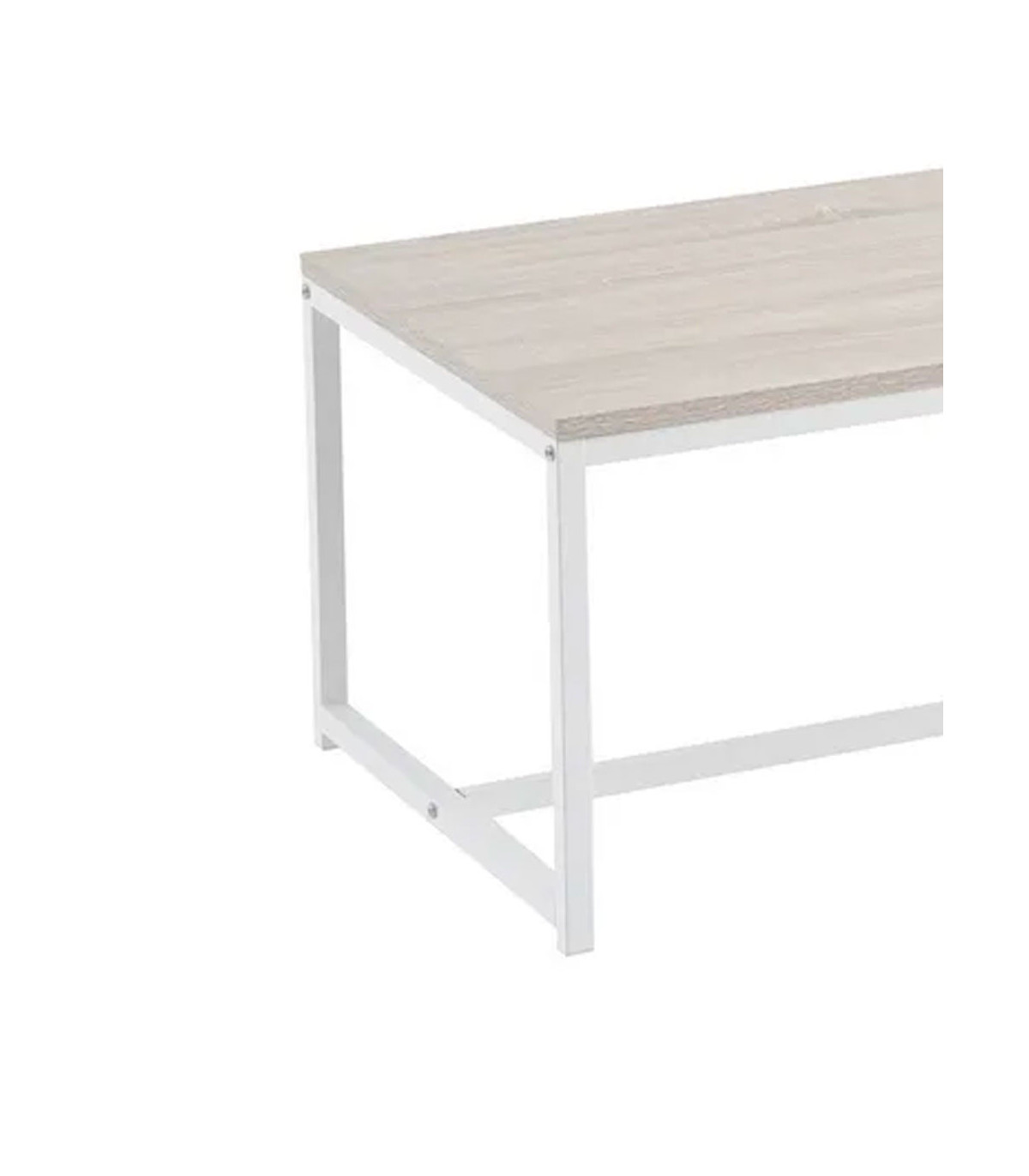 Wadiga Table Basse Rectangulaire Bois Et Métal Blanc