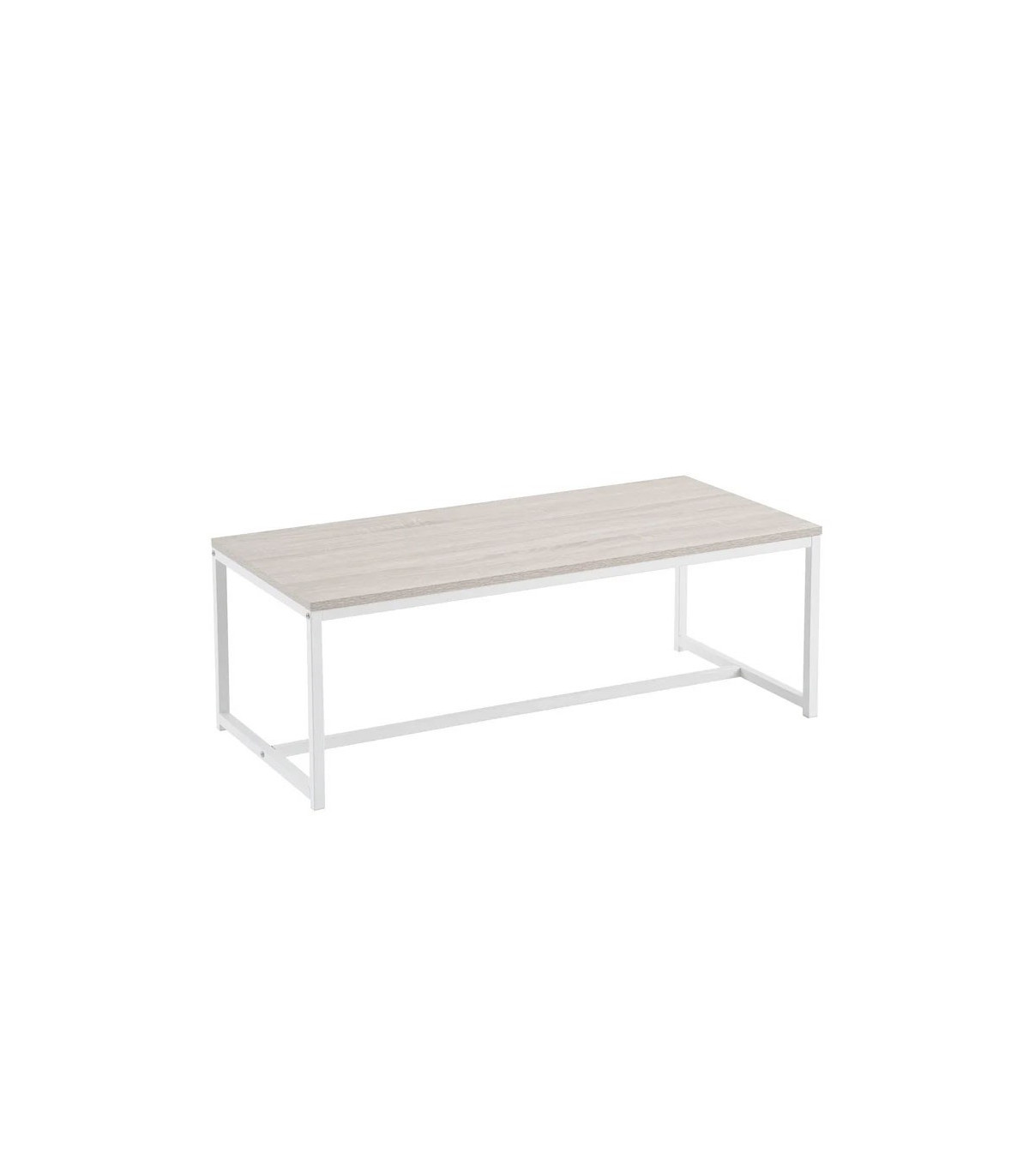 wadiga Table basse rectangulaire bois et métal blanc