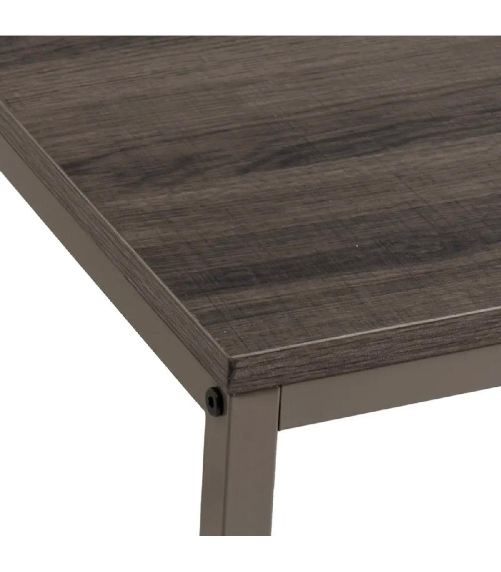 Wadiga Table Basse Rectangulaire Bois Et Métal Gris 100x50x36cm