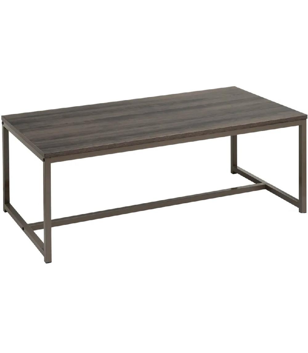 wadiga Table basse rectangulaire bois et métal gris 100x50x36cm