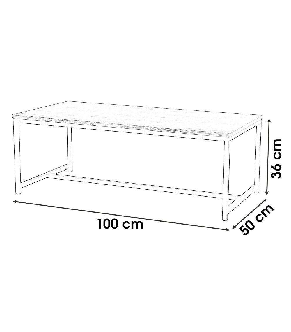 Wadiga Table Basse Rectangulaire Bois MDF Et Métal Noir