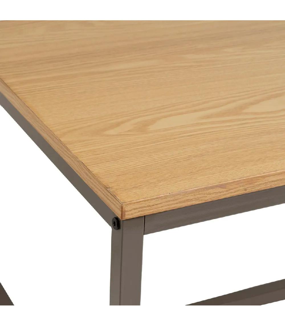 Wadiga Table Basse Rectangulaire Couleur Bois Naturel Et Métal Gris 100x50x36cm