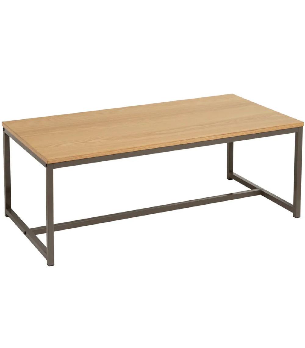 wadiga Table basse rectangulaire couleur bois naturel et métal gris 100x50x36cm