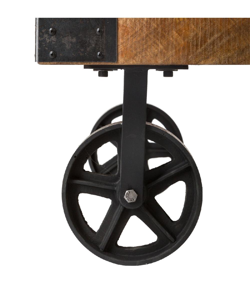 Wadiga Table Basse Rectangulaire En Bois Et Métal Style Industriel 117x70.5x34cm
