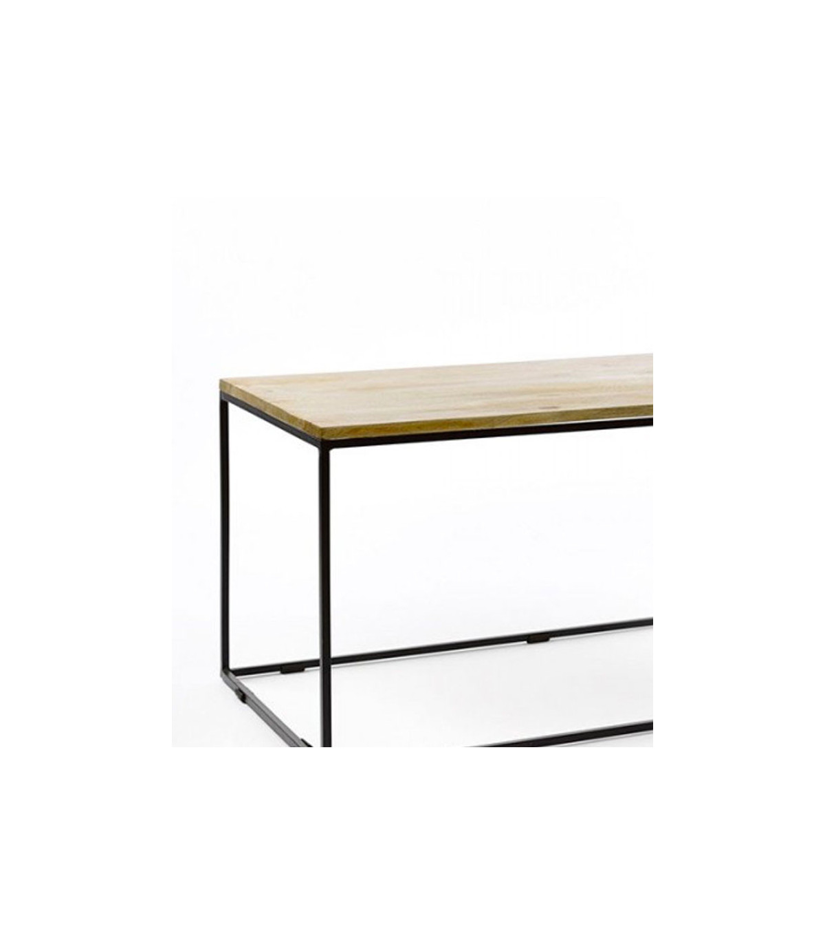 Wadiga Table Basse Rectangulaire Métal Noir Et Bois De Manguier