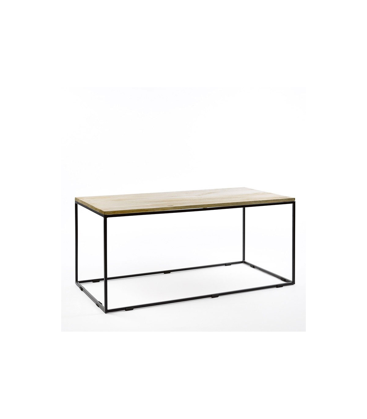 wadiga Table Basse Rectangulaire Métal Noir et Bois de Manguier