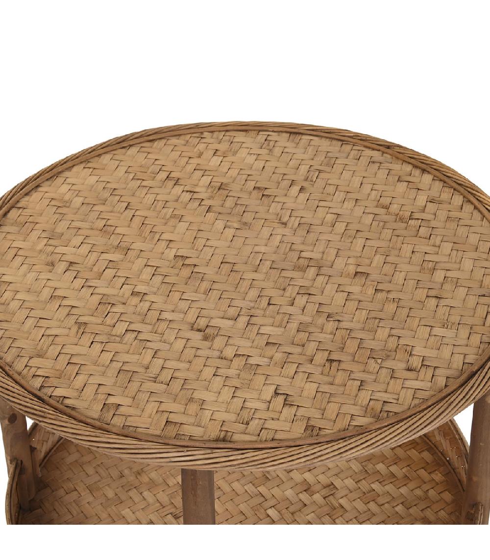 Wadiga Table Basse Ronde Avec étagère En Bambou 60x60x47cm