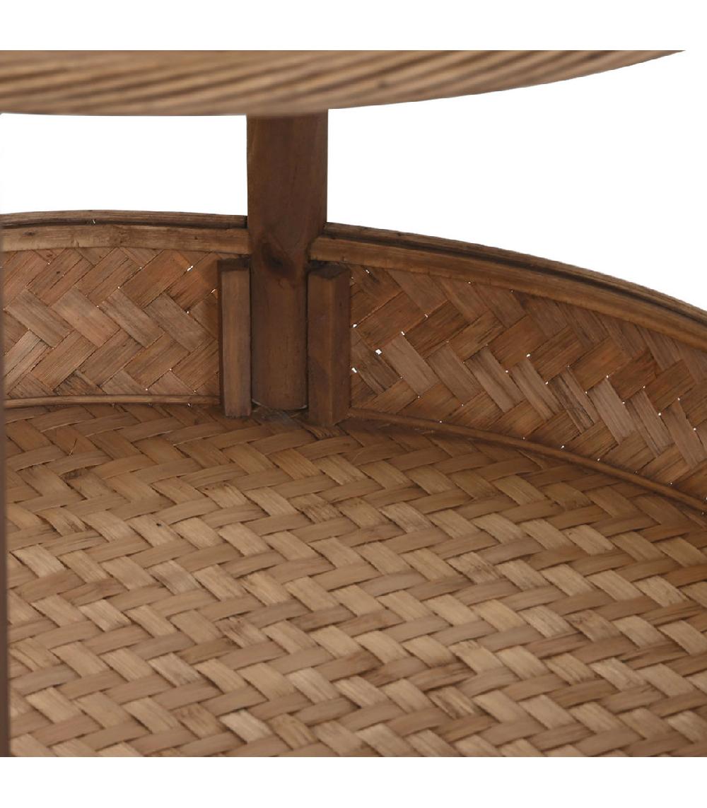 Wadiga Table Basse Ronde Avec étagère En Bambou 60x60x47cm