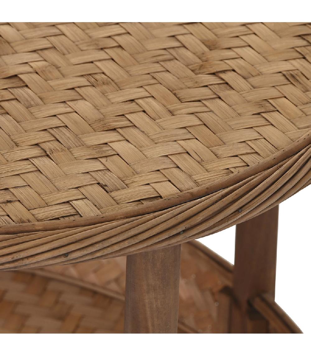 Wadiga Table Basse Ronde Avec étagère En Bambou 60x60x47cm