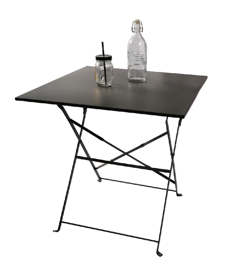 Wadiga Table Carrée De Jardin Pliable En Métal Gris Anthracite 70x70x71cm